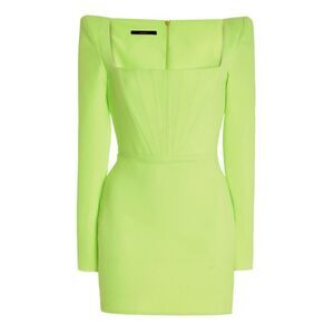 Alex Perry Exclusive Dale Stretch-Crepe Corseted Mini Dress in Green NWT Size 12